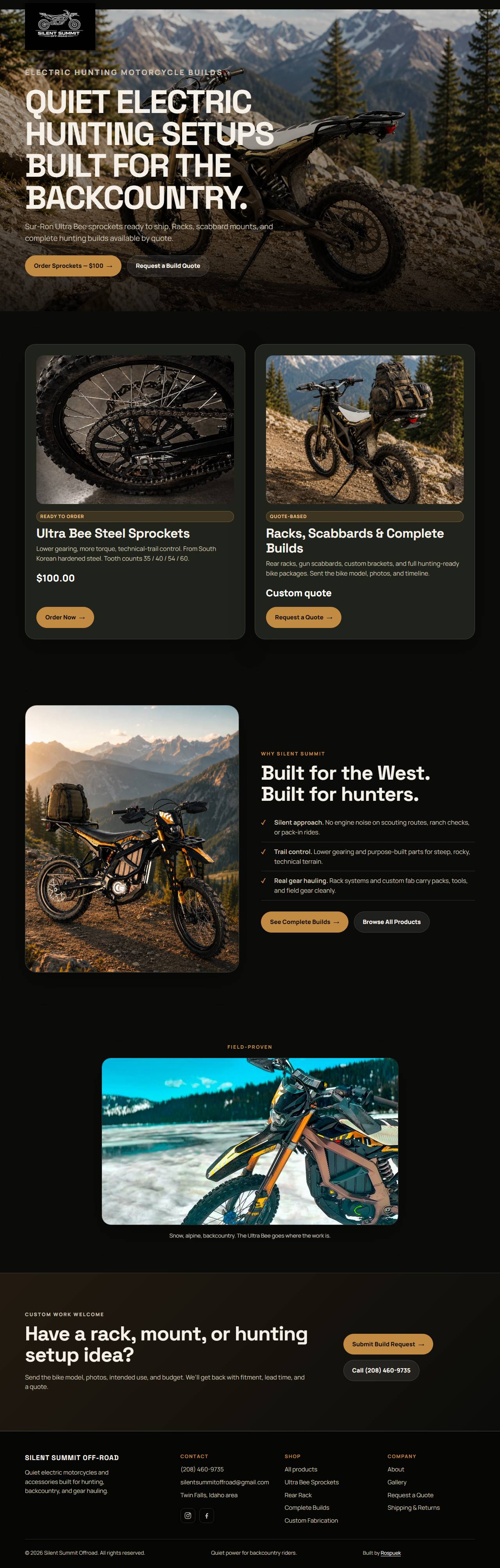 Silent Summit Off-Road — electric hunting bike builds